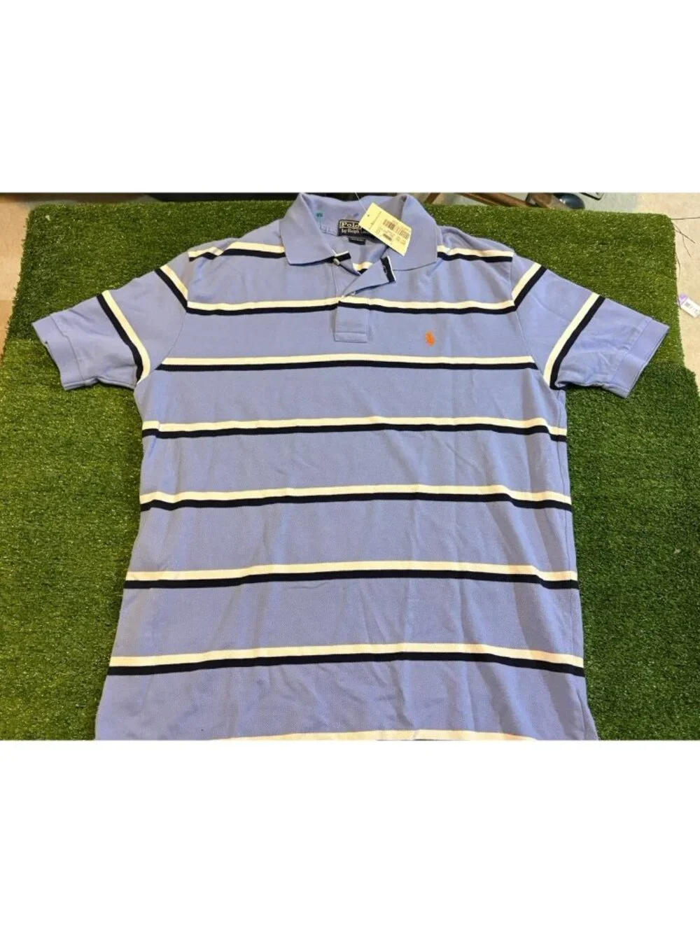 Vintage Polo Ralph Lauren polo mens large blue white deadstock new short sleeve